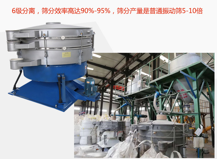 搖擺篩采用6級(jí)分離，篩分效率高達(dá)90%-95%，篩分產(chǎn)量是普通振動(dòng)篩5-10倍