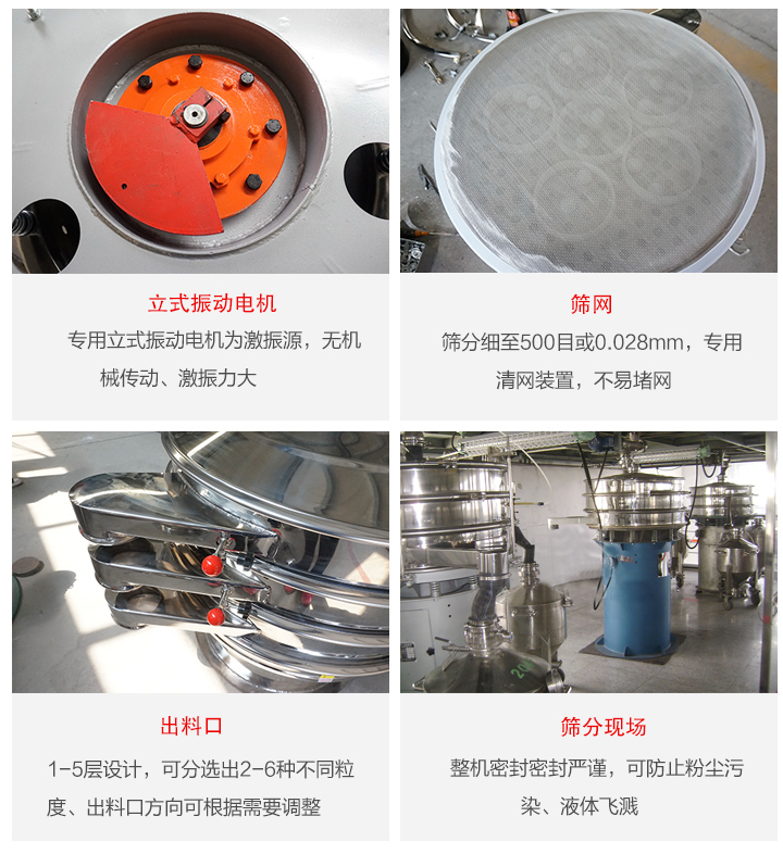 旋振篩定制化有：移動(dòng)，加緣，閘門等多種形式選擇。子母設(shè)計(jì)透網(wǎng)率高，換網(wǎng)方便。