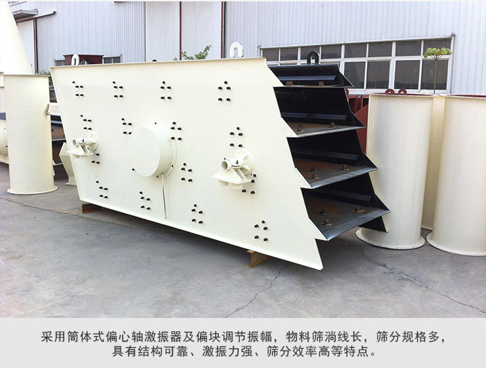 圓振動(dòng)篩 采用筒體式偏心軸激振器及偏心塊調(diào)節(jié)振幅。